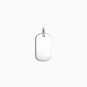 Engravable Men's Flat-Edge 14k White Gold Dog Tag - Medium - PWG060801