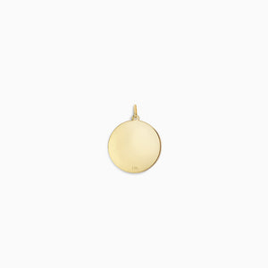 Engravable 7/8 inch 14k Yellow Gold Disc Charm Pendant - PYG130420 - Back Detail