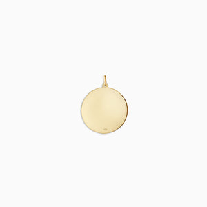 Engravable 1 inch, 14k Yellow Gold Disc Charm Pendant - PYG130421 - Back Detail