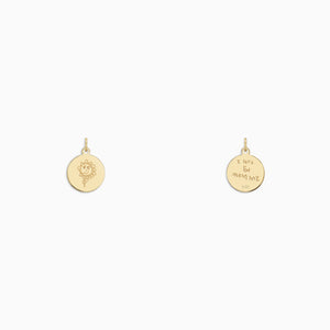 Engravable 1/2 inch 14k Yellow Gold Disc Charm Pendant - PYG130426 - Custom Engraving of Artwork on Front and Handwriting on the Back
