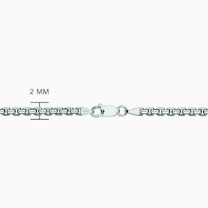 Engravable Men's Sterling Silver Flat Edge Medium Dog Tag Necklace with Box Link Chain - NSL060802 - Chain Size and Clasp
