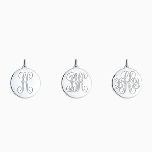 Engravable 7/8 inch Sterling Silver Interlocking-Script Monogram Disc Charm Necklace - NSL080505 - Initial Options