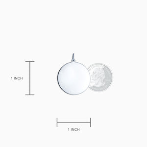 Engravable 1 inch Sterling Silver Disc Charm Necklace with Cable Chain - NSL130421 - Pendant Size