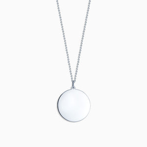 Engravable 1 inch Sterling Silver Disc Charm Necklace with Cable Chain - NSL130421