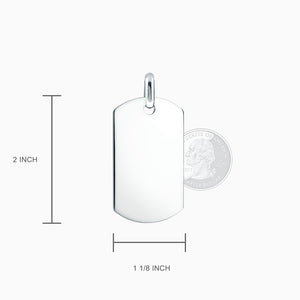 Engravable Men's Large Flat Sterling Silver Double Dog Tag Necklace with Ball Chain - NSL210113 - Dog Tag Size