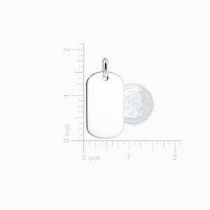 Engravable Men's Flat-Edge 14k White Gold Dog Tag Necklace with Bead Chain - Medium