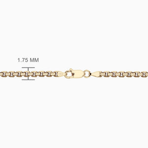 Engravable Men's Small 14k Yellow Gold Flat-Edge Double Dog Tag Necklace with Box-Link Chain - NYG1309252 - Chain size detail
