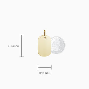 Engravable Men's Small 14k Yellow Gold Flat-Edge Double Dog Tag Necklace with Box-Link Chain - NYG1309252 - Pendant size detail