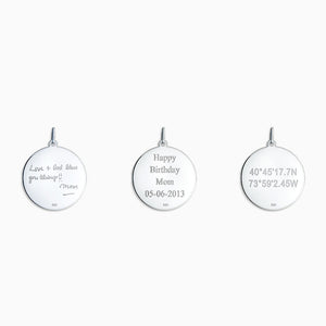 Engravable 7/8 inch Sterling Silver Interlocking-Script Monogram Disc Charm Pendant - PSL080505 - Back Engraving Options