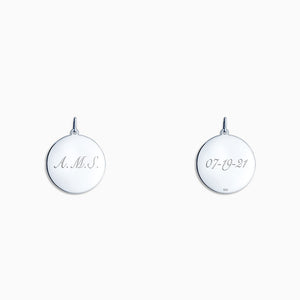 Engravable 7/8 inch Sterling Silver Disc Charm Pendant - PSL304020 - Front and Back Engraving 02