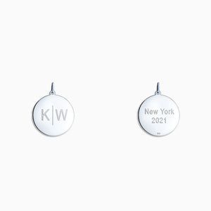 Engravable 7/8 inch Sterling Silver Disc Charm Pendant - PSL304020 - Front and Back Engraving 03
