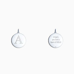 Engravable 7/8 inch Sterling Silver Disc Charm Pendant - PSL304020 - Front and Back Engraving 04