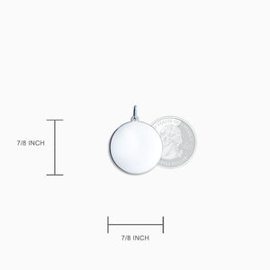 Engravable 7/8 inch Sterling Silver Disc Charm Pendant - PSL304020 - Size