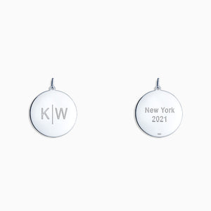 Engravable 1 inch Sterling Silver Disc Charm Pendant - PSL130421 - Front and Back Engraving