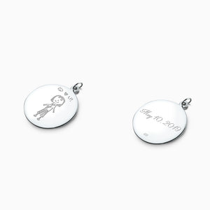 Engravable 1 inch Sterling Silver Disc Charm Pendant - PSL130421 - Front and Back Engraving
