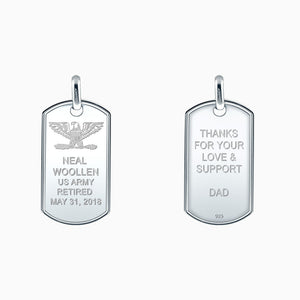 Engravable Men's Raised-Edge Sterling Silver Double Dog Tag Necklace with Bead Chain - Large - NSL1407202 - Engraved on Front and Back