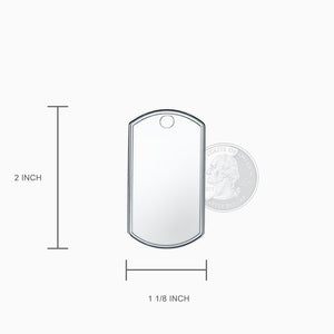 Engravable Mens Large Raised-Edge Sterling Silver Dog Tag Slider Size Measurements - NSL201031