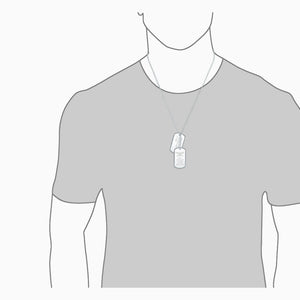 Engravable Mens Large Raised-Edge Sterling Silver Double Dog Tag Slider Necklace w/ Ball Chain and Extension - Fit