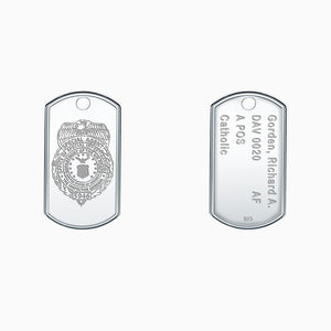 Engravable Men's Large Raised-Edge Sterling Silver Dog Tag Necklace Slider Pendant - Engraved on the Front and Back