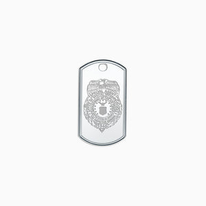 Engravable Mens Large Raised-Edge Sterling Silver Dog Tag Slider - Engraving (PSL201031)