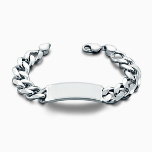 Men’s Heavy Silver 15 mm Cuban Link ID Bracelet - Engravable