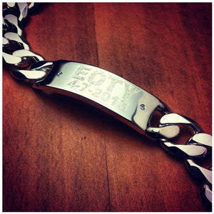 Men's Sterling Silver ID Bracelet with Diamonds Custom Engraved