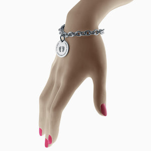 7/8 inch, Sterling Silver Custom Engraved Baby Footprint Disc Charm Bracelet - Fit Detail