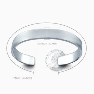 Men's Sterling Silver Cuff Bracelet, 10 mm - 7 inch long - Fit Detail