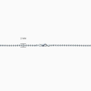This Men's Sterling Silver Dog Tag Military Ball Chain has a Thickness of 2 mm and a Lobster Clasp.