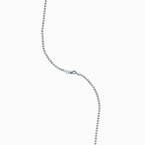 Men's 14k White Gold 2 mm Military Ball Chain Necklace with Lobster Clasp, 20 inch