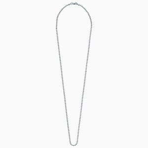 Men's 14k White Gold 2 mm Military Ball Chain Necklace with a Lobster Clasp, 20 inch