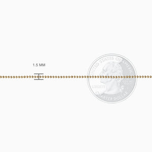 Women's 14k Yellow Gold 1.5 mm Bead Chain - Size Detail