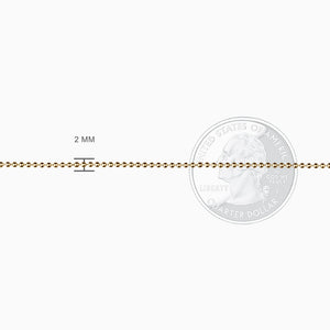 Men's 14k Yellow Gold 2 mm Military Ball Chain Necklace - Size Detail