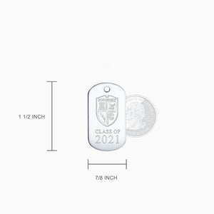Engravable Men's Sterling Silver Flat Custom Graduation Dog Tag Slider Necklace with Ball Chain - Medium - Size 1 1/2 inches x 7/8 inches