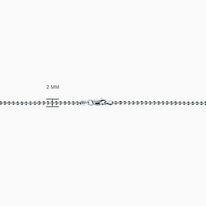 Engravable Men's 14k White Gold Flat Custom Graduation Dog Tag Slider Necklace with Ball Chain - Medium - Military Beach Chain Size 2 mm with Lobster Clasp