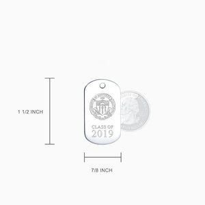 Engravable Men's 14k White Gold Flat Custom Graduation Dog Tag Slider Necklace with Ball Chain - Medium - Dog Tag Size 1 1/2 inch x 7/8 inch