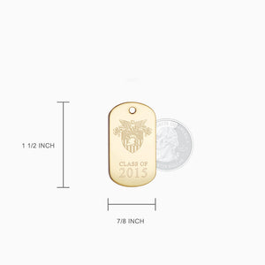 Engravable Men's 14k Yellow Gold Flat Custom Graduation Dog Tag Slider Necklace with Ball Chain - Medium - Dog Tag Size 1 1/2 inch x 7/8 inch
