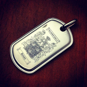 Engravable Mens Sterling Silver Raised-Edge Dog Tag Necklace - Medium - NSL140719 - Custom Engraving of Family Crest