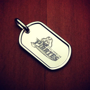 Engravable Mens Sterling Silver Raised-Edge Dog Tag Necklace - Medium - NSL140719 - Custom Engraving of Sports Team Logo