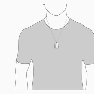 Engravable Men's Double Sterling Silver Raised Edge Dog Tag Necklace - Medium - Fit Detail