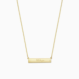 Engravable, 1.25 inch 14k Gold Diamond MOMMY Horizontal Name Bar Necklace