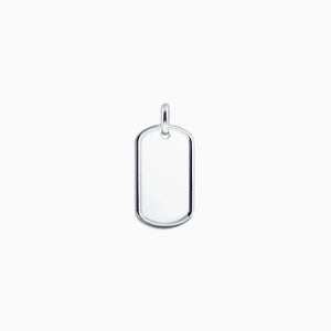 Engravable Men's Sterling Silver Dog Tag with Raised Edge - Medium