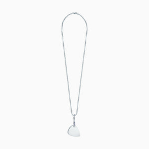 Engravable Men's Sterling Silver Guitar Pick Necklace with Bead Chain and Extension - NSL120529