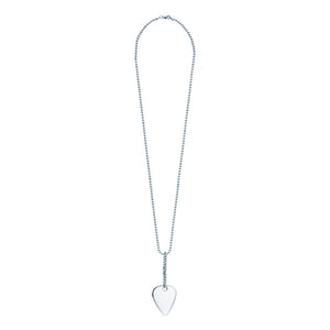 Engravable Men's Sterling Silver Guitar Pick Necklace with Ball Chain and Extension Loop