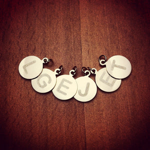 1/2 inch, 14k Gold Etched Engraved Initial Disc Charm Pendants - Customer Samples