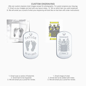Custom Engraving of Images and Art on a Medium Engravable Sterling Silver Smooth-Edge Dog Tag Slider