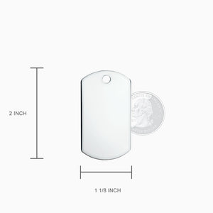 Men's Large Sterling Silver Flat Edge Dog Tag Slider Pendant - Measures 2 inch x 1 1/8 inch in size