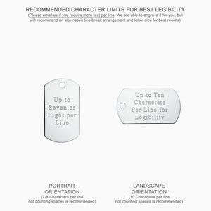 Men's Double Large Sterling Silver Flat Edge Dog Tag Slider Necklace w/ Ball Chain and Extension Loop - Text Engraving Instructions