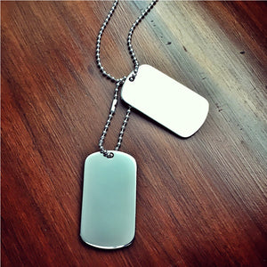 Engravable Men's Stainless Steel Double Dog Tag Necklace with Ball Chain and  Extension Loop - Large - NST171014