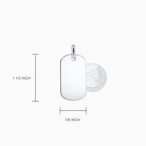 Men's Double 14k White Gold Flat Edge Dog Tag Necklace w/ Ball Chain - Medium (Engravable)